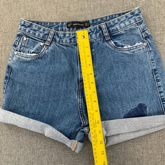 Women's Zara Blue Denim Shorts Disney‎ Cuffed Cotton Size 4 - Picture 2 of 9